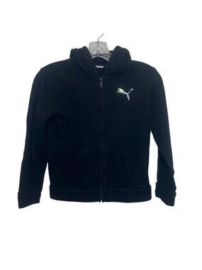 Puma Kids Zip Up Hoodie Sweatshirt Girls Medium 8-10 Black